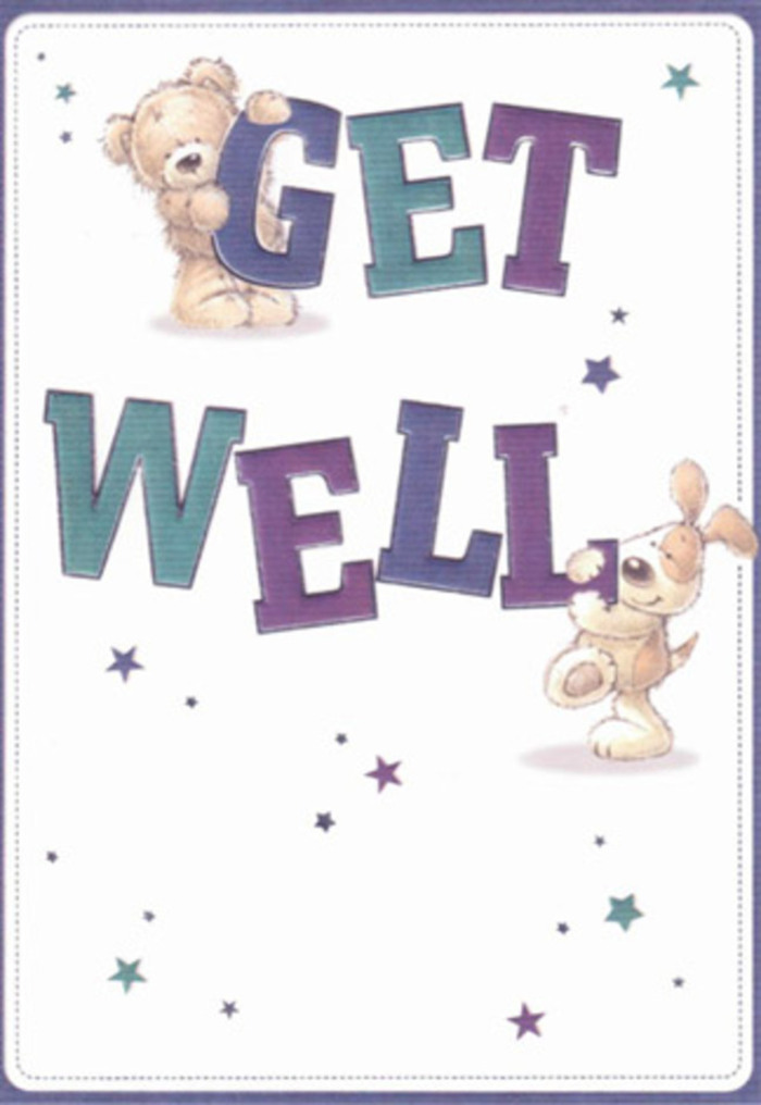 This get well card stands as a beautiful tribute to gentle encouragement, brought to life through playful illustrations of a bear and a puppy whose cheerful companionship feels as authentic as friendships made on Addison Gardens. Star motifs, scattered like confetti, dance around the pair, sending good wishes floating through the air with each delicate point. The bold, confident typography-layered in jewel tones of purple and aqua-anchors the design with an uplifting sense of reassurance, much like the sturdy bouquets offered by West Kensington florists. There's an almost tangible softness to the bear's fluff and the puppy's velvet ears, inviting a sensation akin to reaching for a comforting floral arrangement. Imagine sending this card alongside a local bouquet-the blend spills over with positivity, as comforting as the late afternoon light streaming through Hammersmith's leafy avenues. The bright, airy aesthetic and sincere artistry create an atmosphere perfect for raising the spirits of loved ones, young or old, right here in the heart of West Kensington.